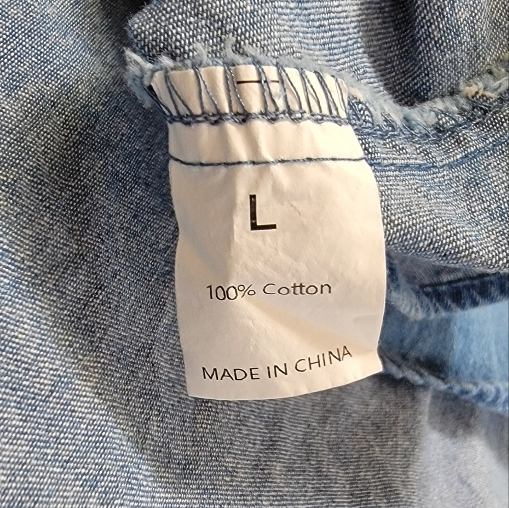Chambray Cotton Halter Top Size Large EUC - Picture 3 of 6